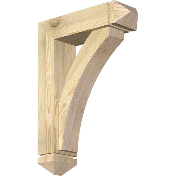 Ekena Millwork Thorton Arts and Crafts Rough Sawn Bracket w/ Offset Brace, Douglas Fir, 6"W x 20"D x 28"H BKT0604X20X28THR03RDF - main